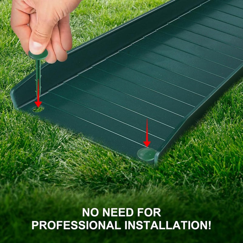 Creative.C 4 Pack Gutter Downspout Extensions,Rain Gutter Downspout Splash Block,Downspout Diverter,Down Spout Drain Extension,Gutter Splash Prevention Device for Cement Floor Lawn Ground (Green) - Image 4